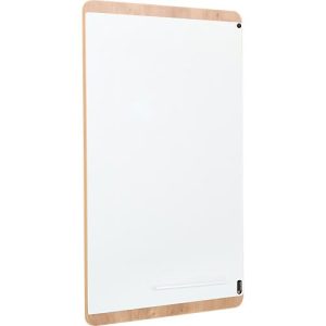 Whiteboard Rocada Natural, magnethaftend, Hoch/Quer, Ablageschale, Stahl auf Melaminholz, B 750 x H 1150 mm