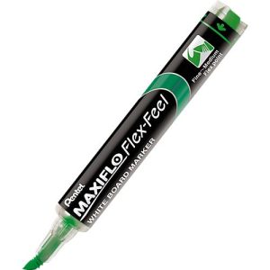 Whiteboardmarker Pentel Maxiflo Flex-Feel, Rundspitze mit variabler Strichstärke, integriertes Pumpsystem, Schreibfarbe grün, 12 Stück