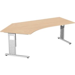 Winkelschreibtisch 135° ALICANTE, C-Fuß, Ansatz links, B 2166 x T 800 x H 680-820 mm, Buche-Dekor