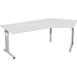 Winkelschreibtisch 135° ALICANTE, C-Fuß, Ansatz rechts, B 2166 x T 800 x H 680-820 mm, lichtgrau