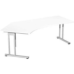 Winkelschreibtisch 135° PALENQUE, C-fuß, Winkel links, B 2165 x T 800/1130 x H 680-820 mm, weiß