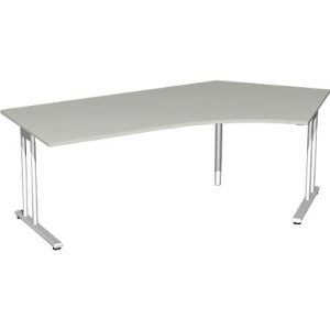 Winkelschreibtisch 135° PALENQUE, C-Fuß, Winkel rechts, B 2165 x T 800/1130 x H 720 mm, lichtgrau