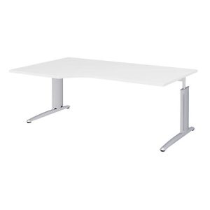 Winkelschreibtisch BARI, 90°, Form A, Winkel links, C-Fuß, B 2000 x T 800 mm, weiß