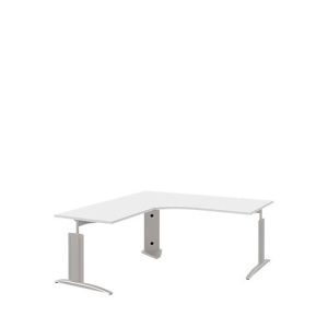 Winkelschreibtisch BARI, 90°, Winkel links, C-Fuß, B 1800 x T 1800 mm, weiß