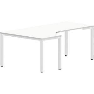 Winkelschreibtisch BEXXSTAR, Quadratrohrfuß, Ansatz links, B 2000 x T 800/1200 x H 740 mm, weiß