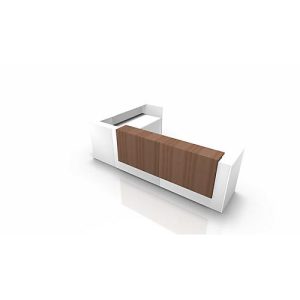 Winkeltheke Spezia, B 3655 x T 2055 x H 1130 mm, weiß/Nuss Canaletto