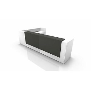 Winkeltheke Spezia, B 4055 x T 2455 x H 1130 mm, weiß/grau