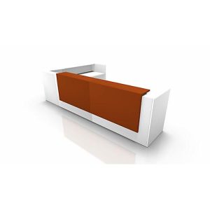 Winkeltheke Spezia, B 4055 x T 2455 x H 1130 mm, weiß/orange