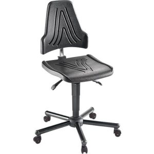 XXL-Arbeitsdrehstuhl meychair Workster Pro W19-11361, elektrisch leitfähig, mit Rollen, höhenverstellbar, bis 250 kg, Polyurethanschaum, desinfektionsmittelbeständig, schwarz