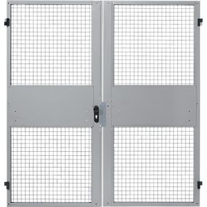 Zweiflügeltüren, für Gittertrennwandsystem, B 2000 x H 2070 mm, hellsilber