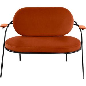 Zweisitzer Sofa Meet by Paperflow Saturne, mit Armlehnen, B 1180 x T 730 x H 880 mm, Stahlrohr, Samt, Schwarz/Rost