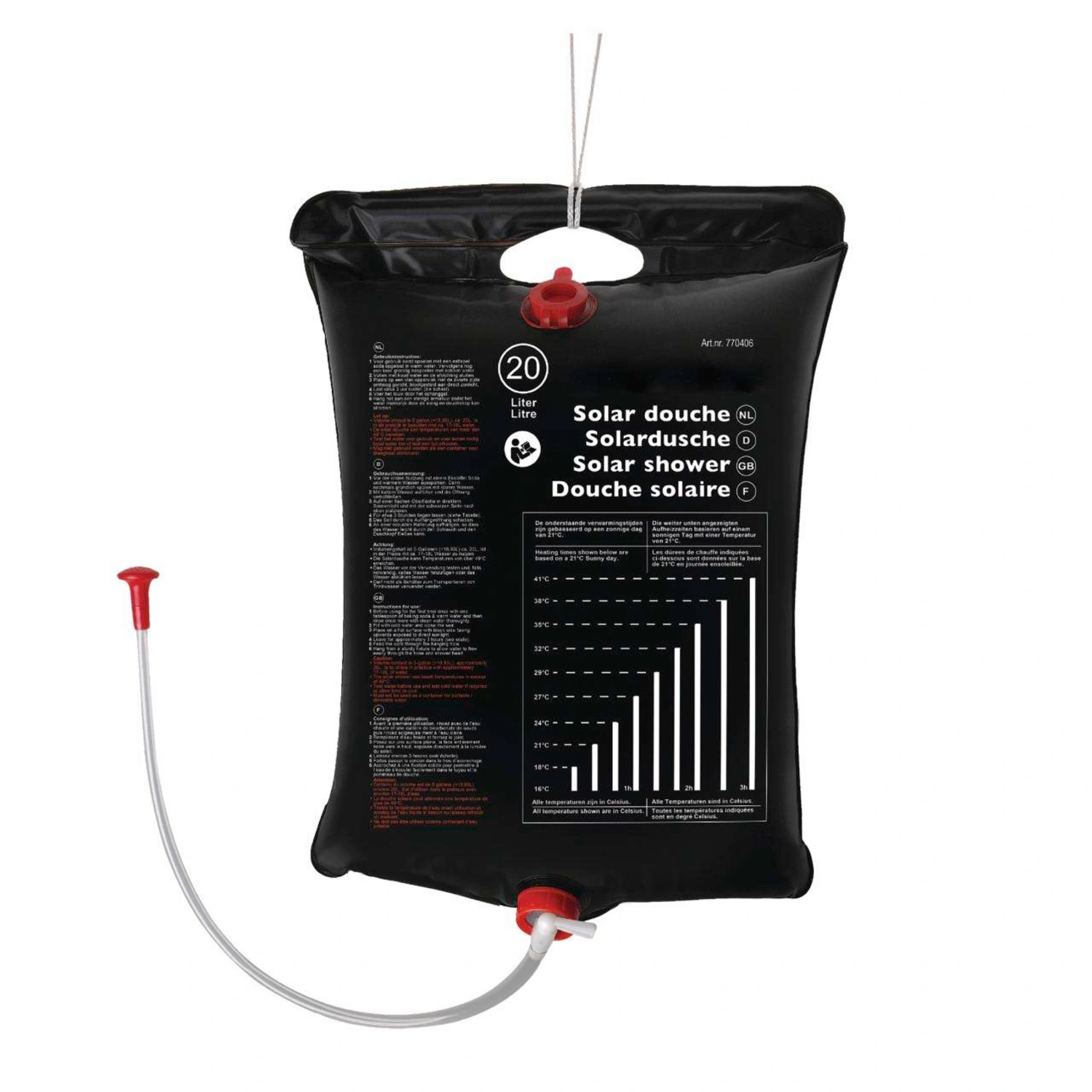 Solardusche, 20 Liter, schwarz