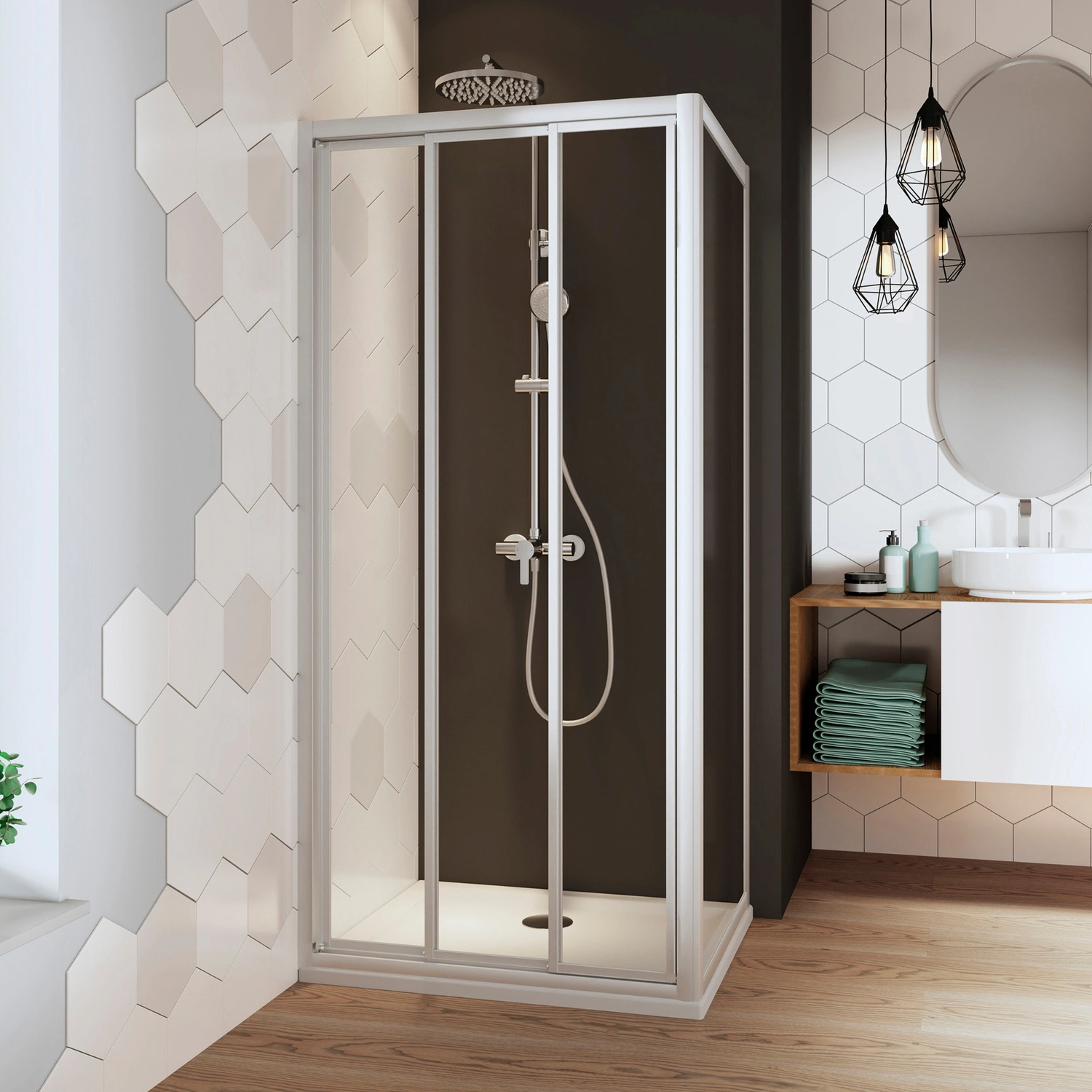 Schiebetür »Fara 4«, BxH: 800 x 1850 mm, Kunststoffglas, weiß
