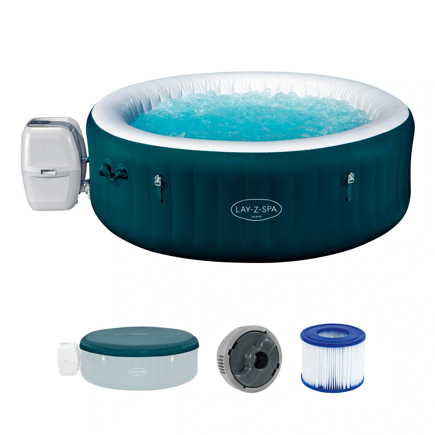 Whirlpool »LAY-Z-SPA® Miami AirJet™«, Energiespar-Whirlpool, für 6 Personen, Ø 196 x 66 cm