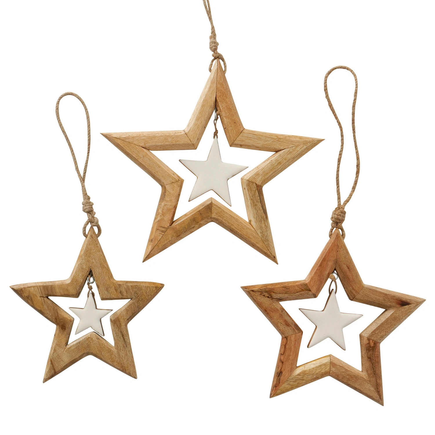 Christbaumschmuck »Nurto«, 3 tlg., Jute, braun weiss