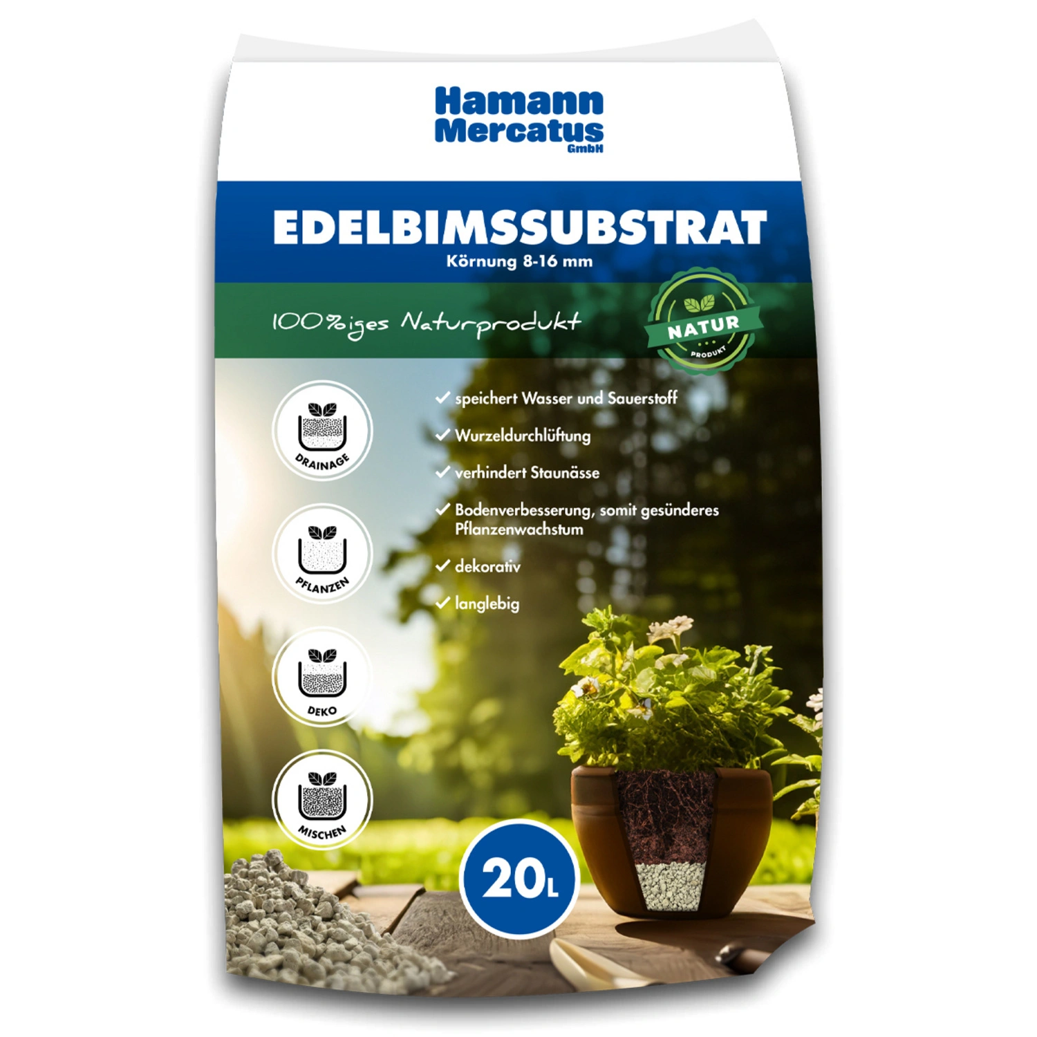 Bimsgranulat, 20L Sack, 8-16 mm