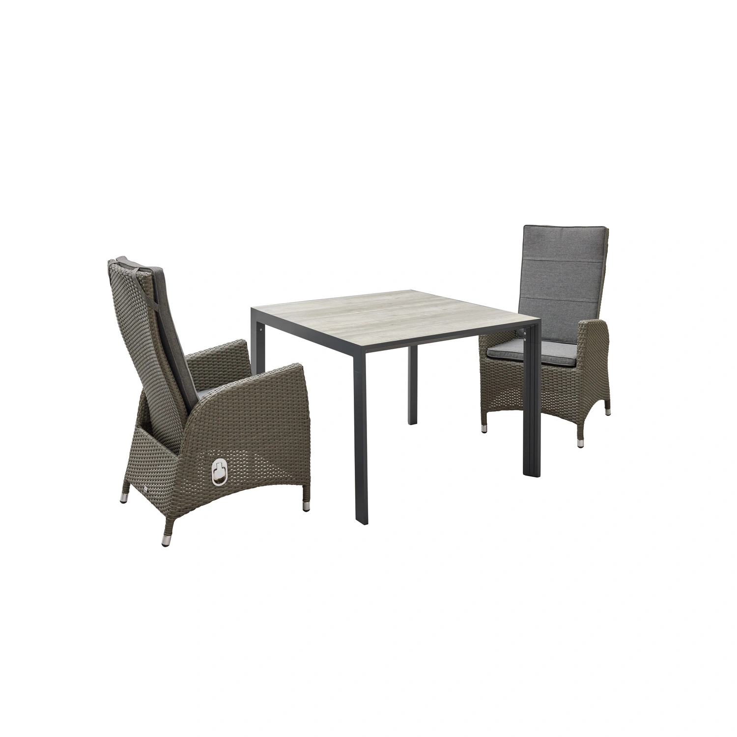 Gartenmöbelset »New Jardel«, 3-teilig, 2 Stühle, 1 Tisch, Aluminium/Kunststoffgeflecht, grau