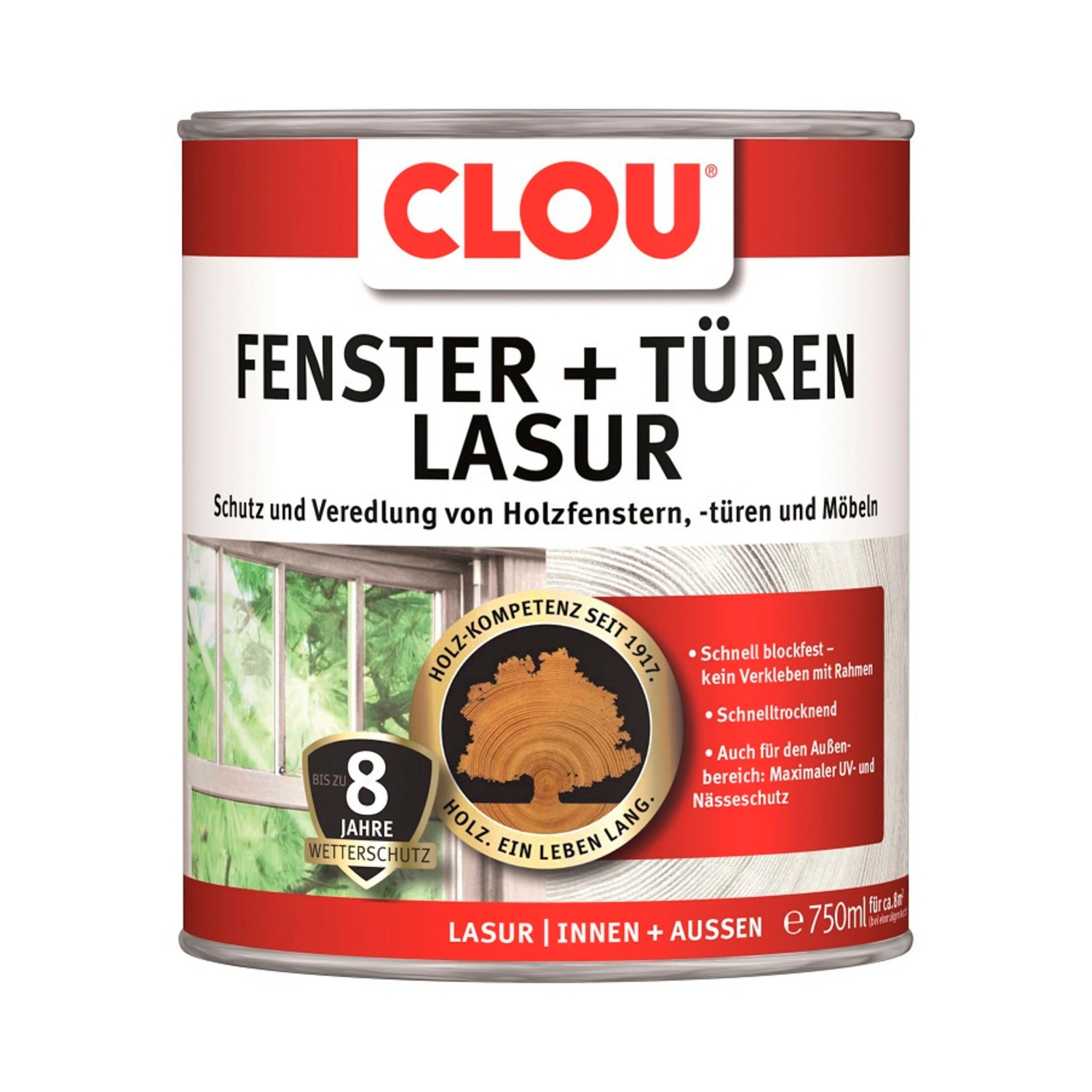 Fenster- und Türenlasur, 750 ml Dose, weiß, für Innen & Außen