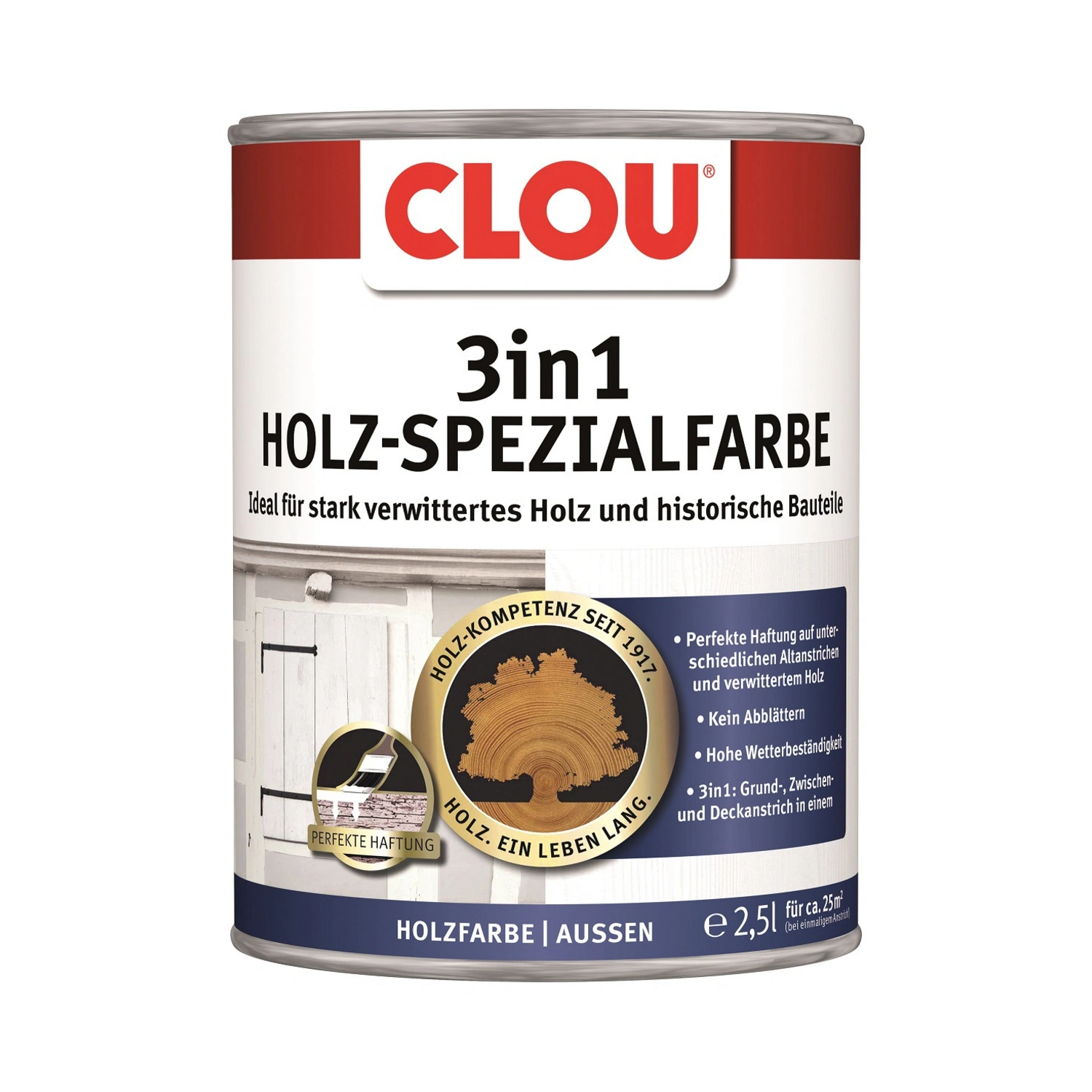 Holzfarbe, 2,5 l, weiß, seidenmatt