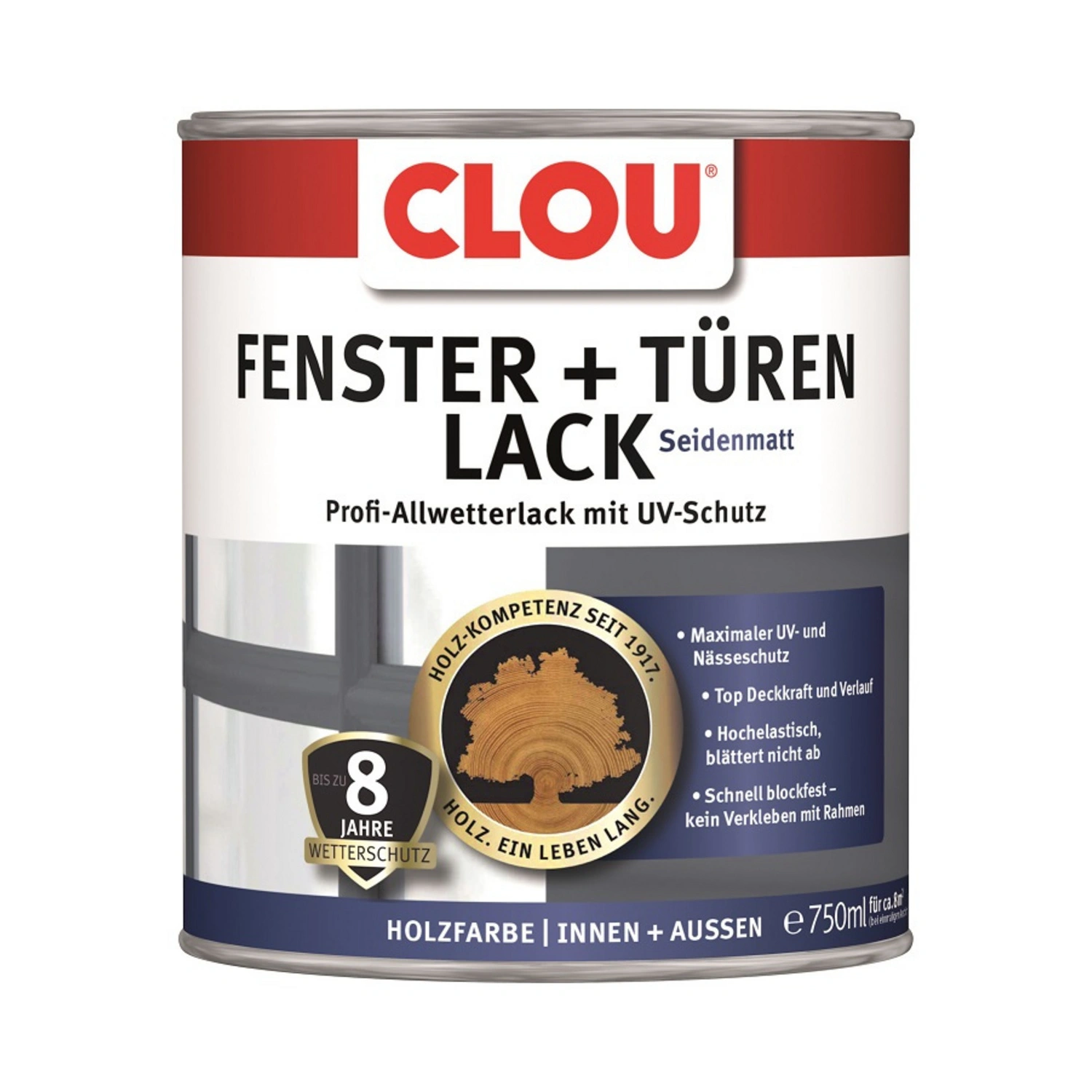 Fenster- und Türenlack, 750 ml Dose, hellgrau, für Innen & Außen