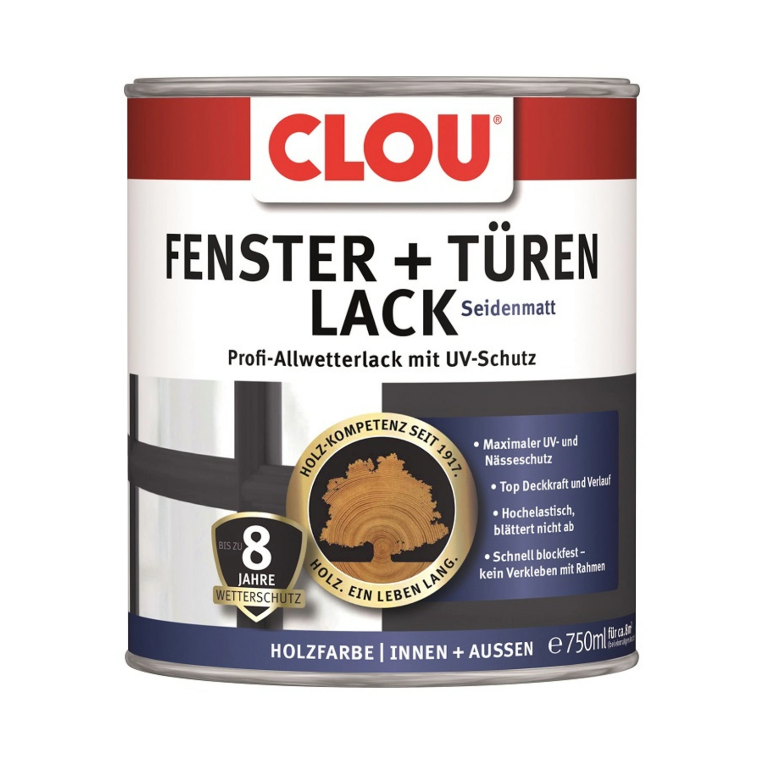 Fenster- und Türenlack, 750 ml Dose, dunkelgrau, für Innen & Außen
