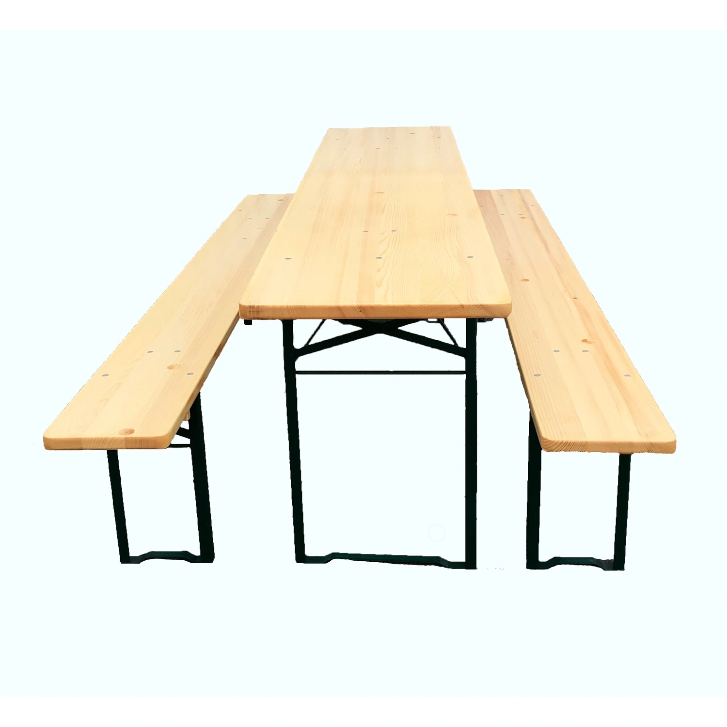 Bierzeltgarnitur, 3-teilig, 1 x Tisch (70 x 220 cm) + 2 x Bänke, , klappbar, Fichtenholz