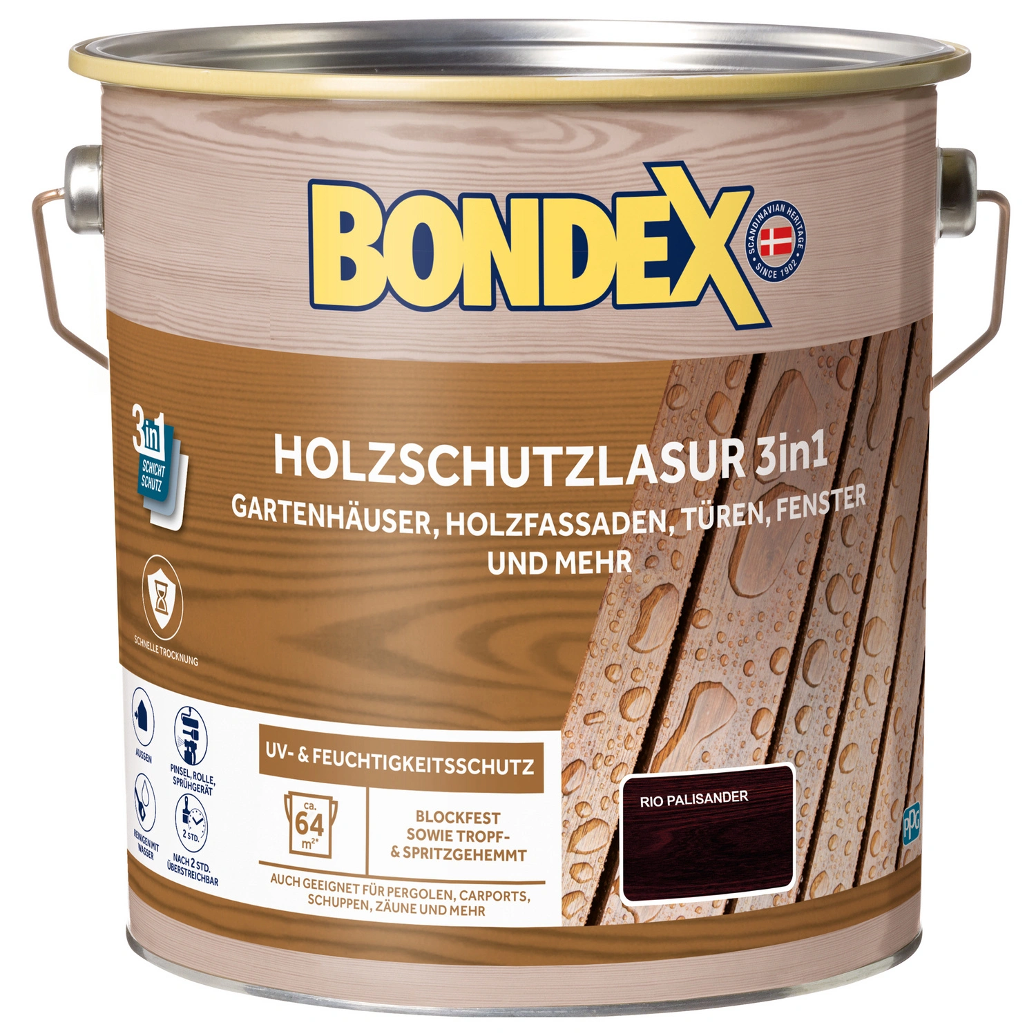 Holzlasur »3in1«, 4L, rio palisander