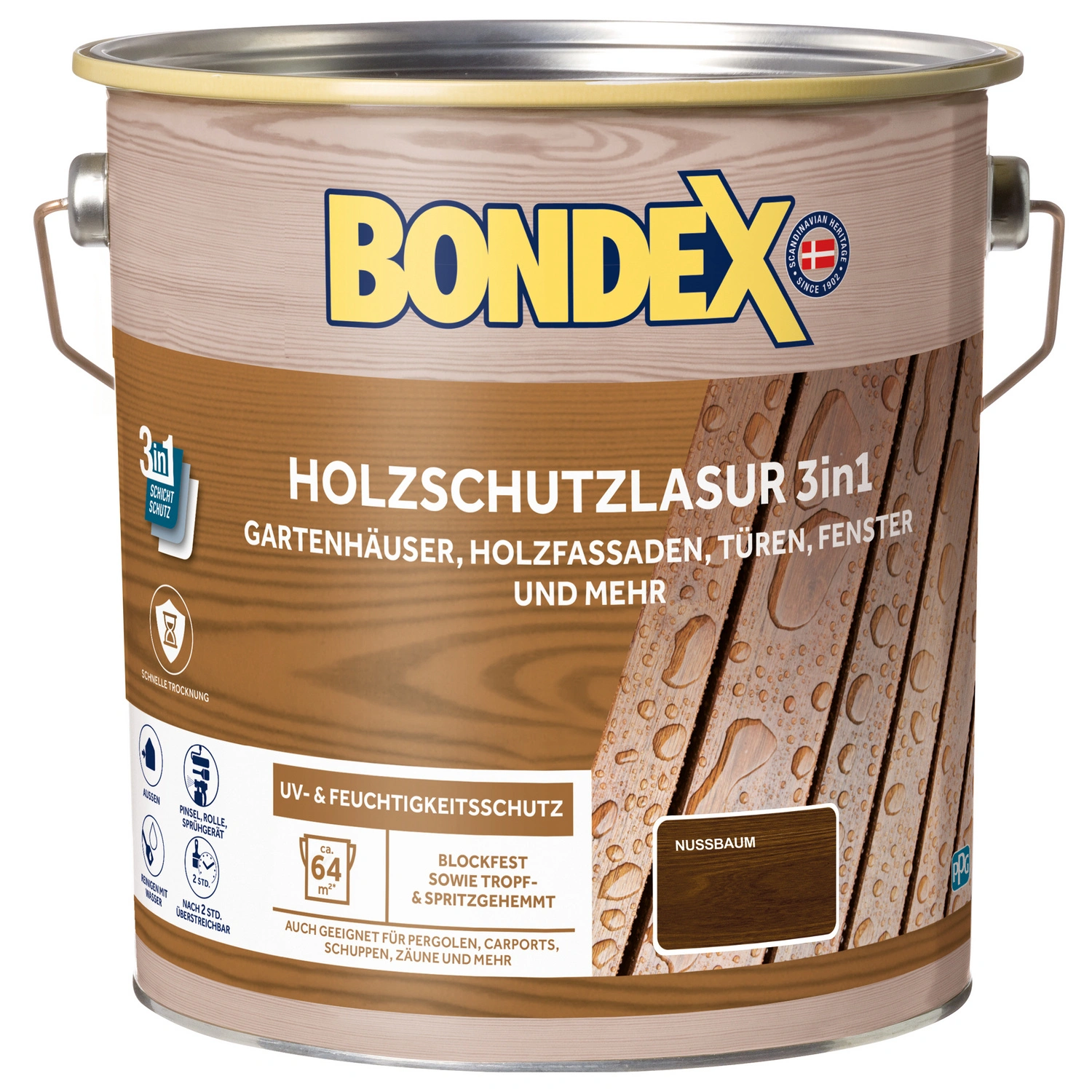 Holzlasur »3in1«, 4L, nussbaum