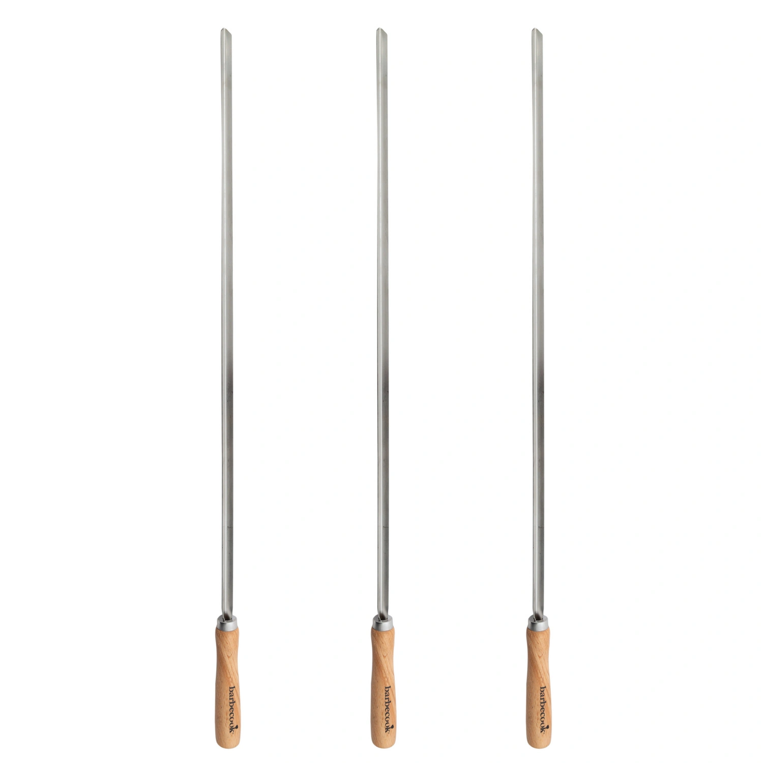 Grillspieß, 3er-Set, 65 cm, Holzgriff