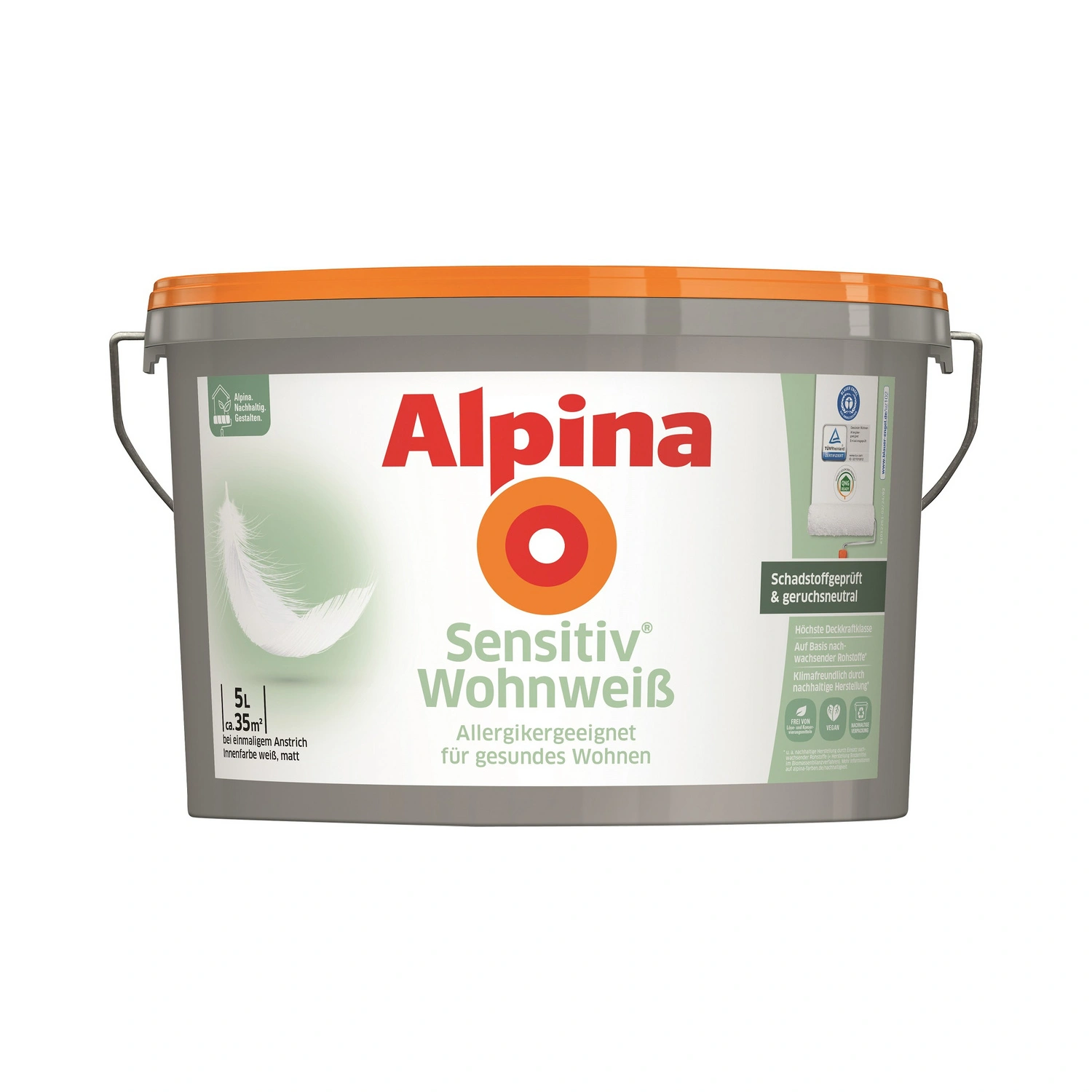 Dispersionsfarbe »Sensitiv®«, Wohnweiss 5 Liter