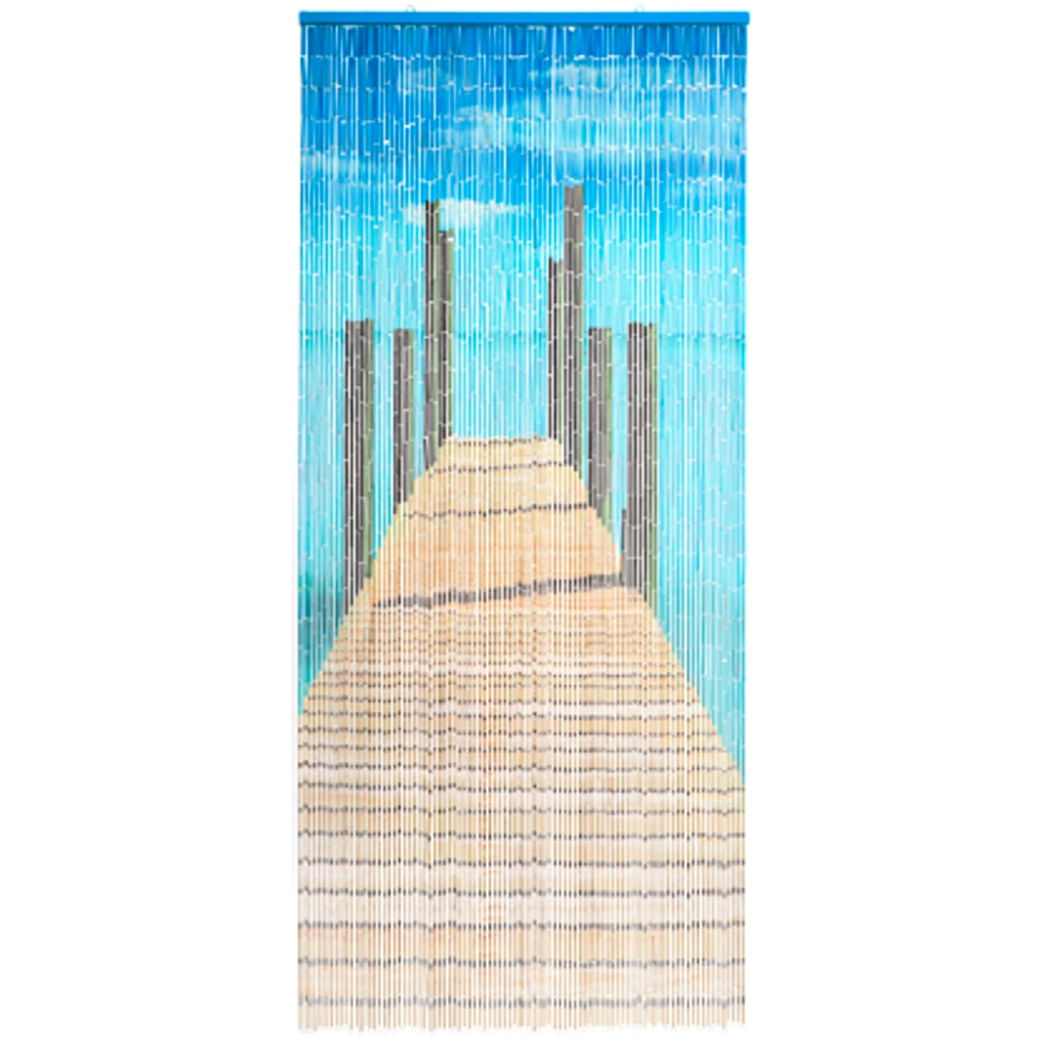 Vorhang, BxH: 90 x 200 cm, Brücken-Motiv, bunt