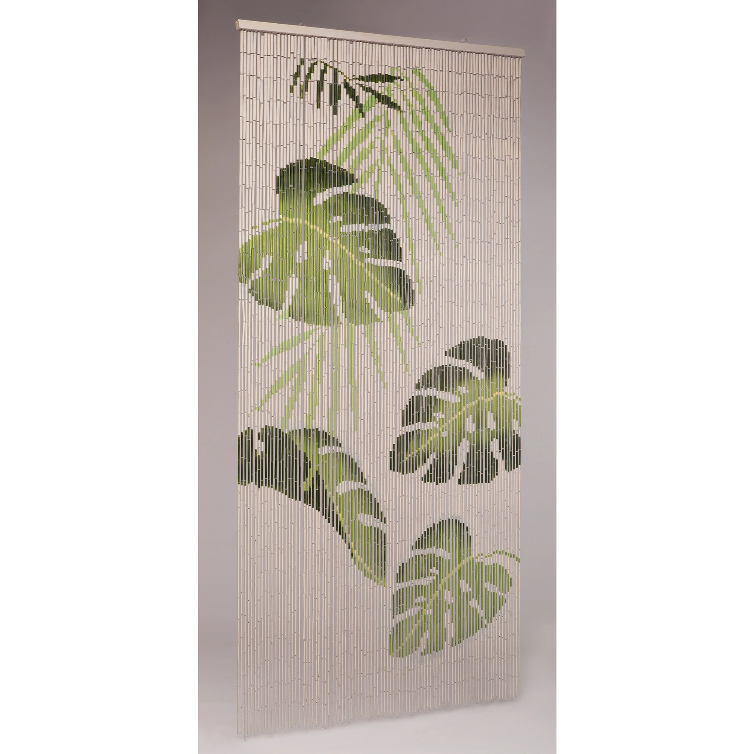 Vorhang, BxH: 90 x 200 cm, Blatt-Motiv, beige/grün