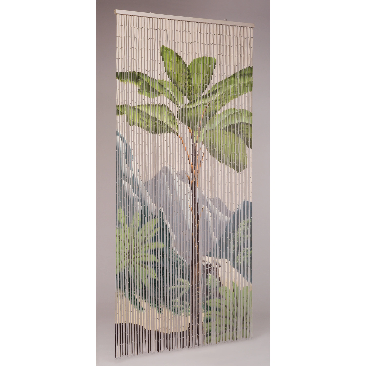 Vorhang, BxH: 90 x 200 cm, Tropical-Motiv, beige/grün