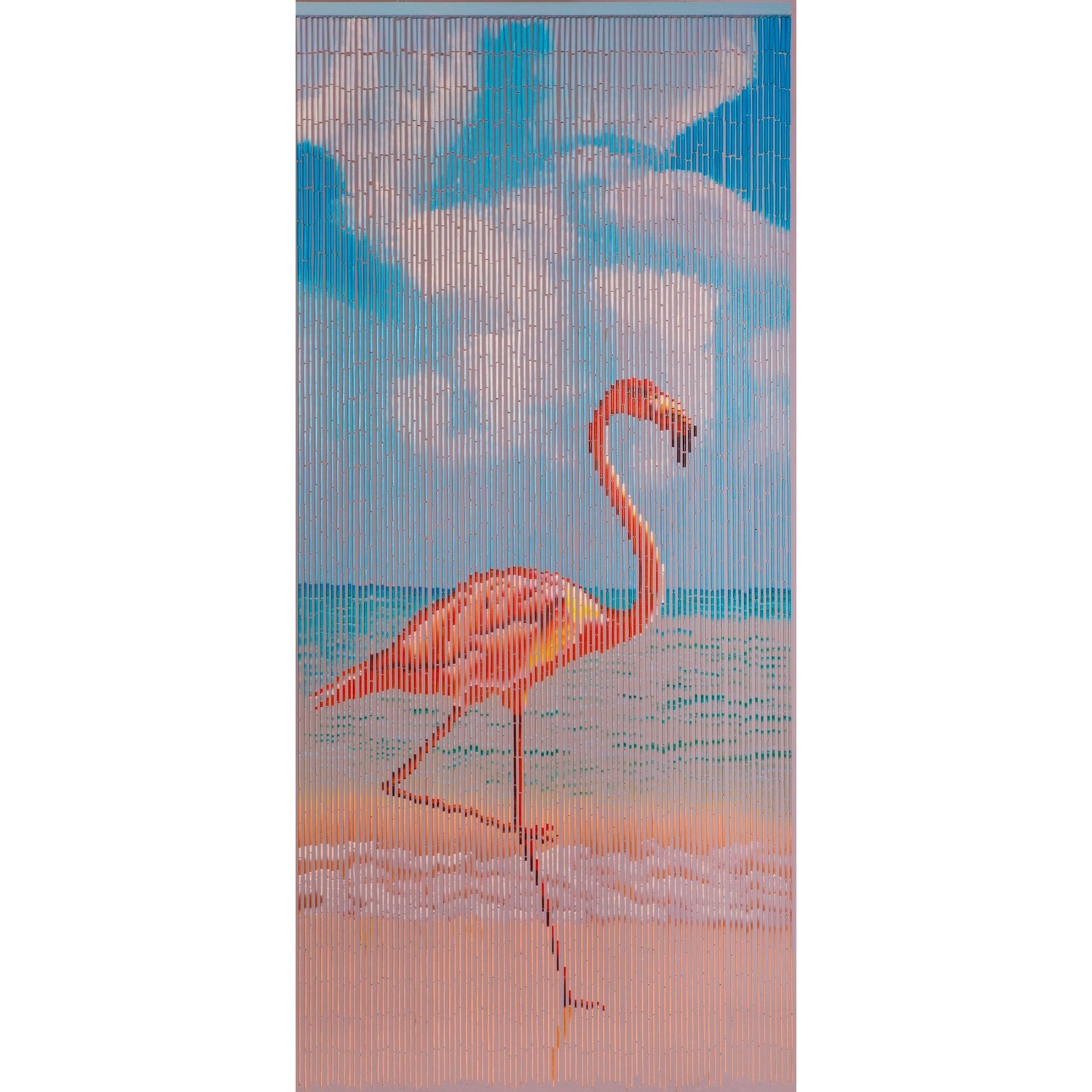Vorhang, BxH: 90 x 200 cm, Flamingo-Motiv, blau/rosa