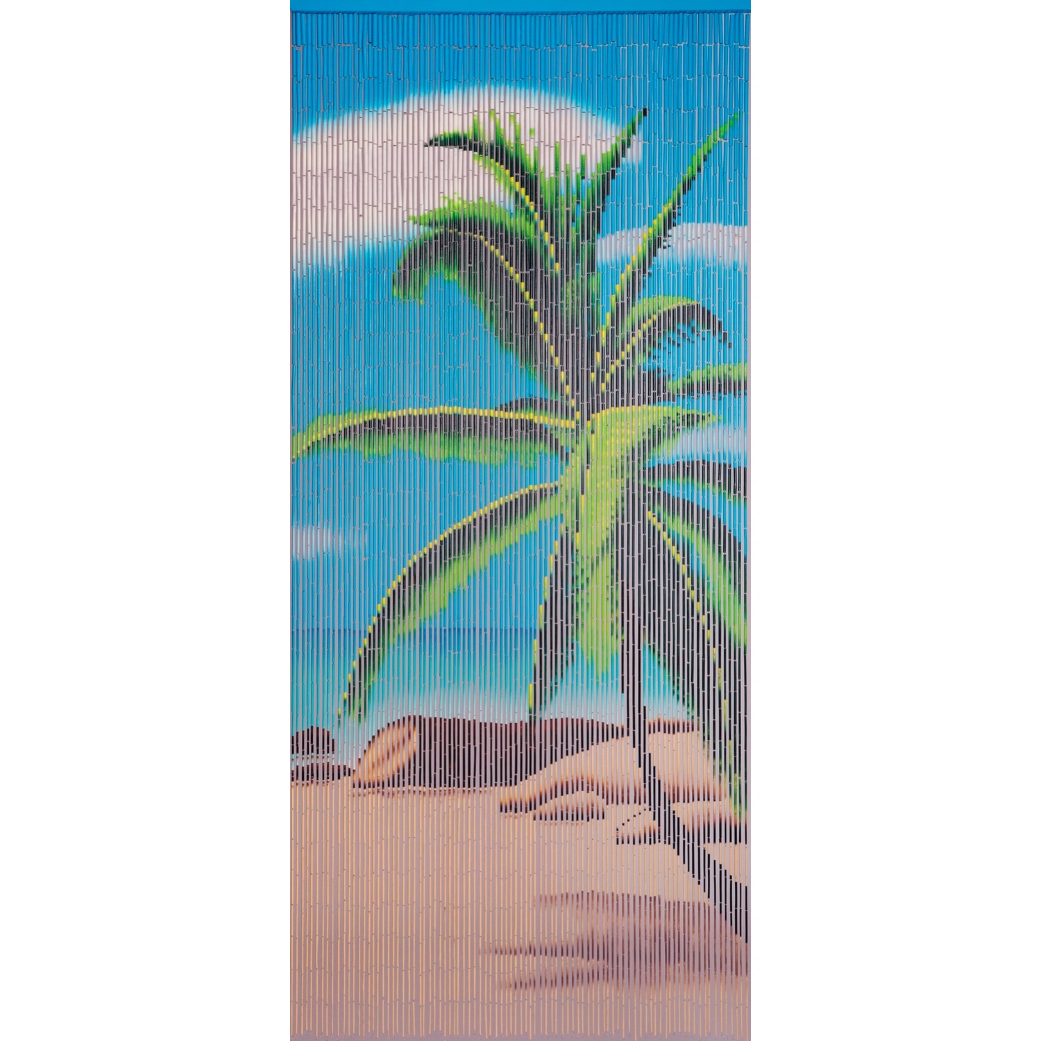 Vorhang, BxH: 90 x 200 cm, Paradies-Motiv, weiß/blau/grün