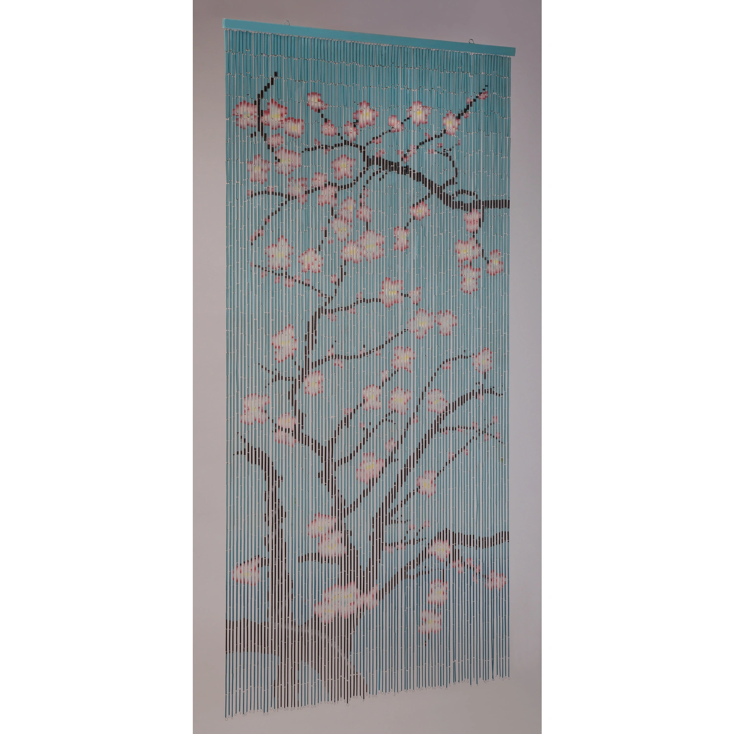 Vorhang, BxH: 90 x 200 cm, Blüten-Motiv, blau/rosa