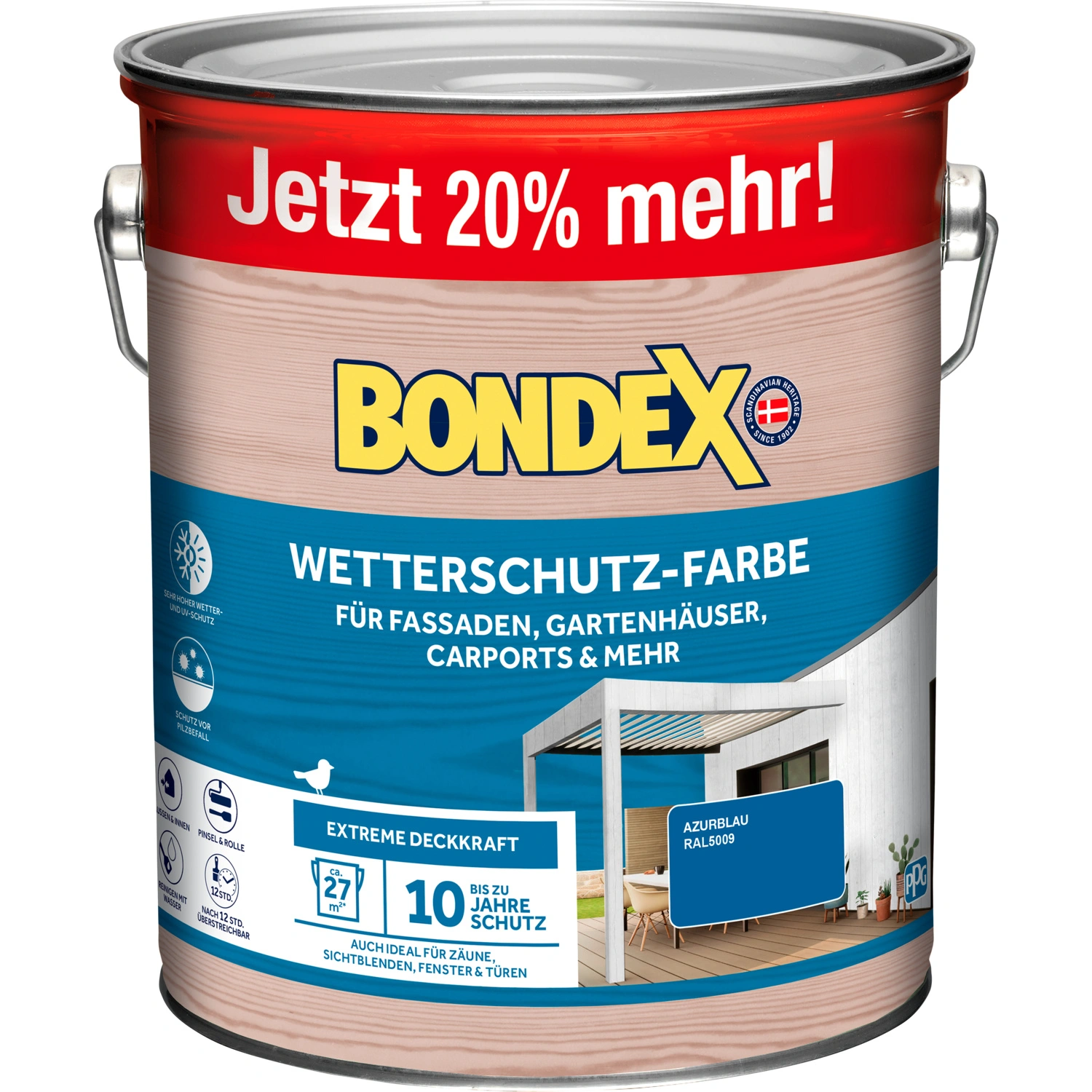 Wetterschutzfarbe, azurblau, 3 Liter