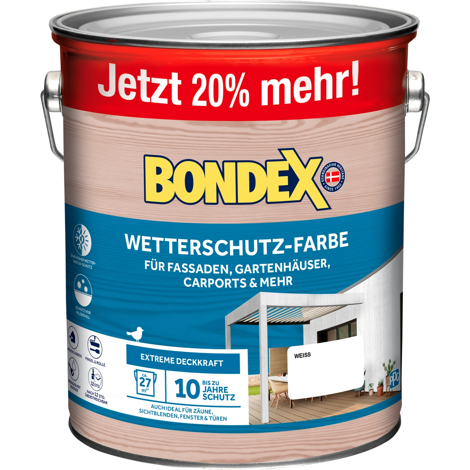 Wetterschutzfarbe, weiß, 3 Liter