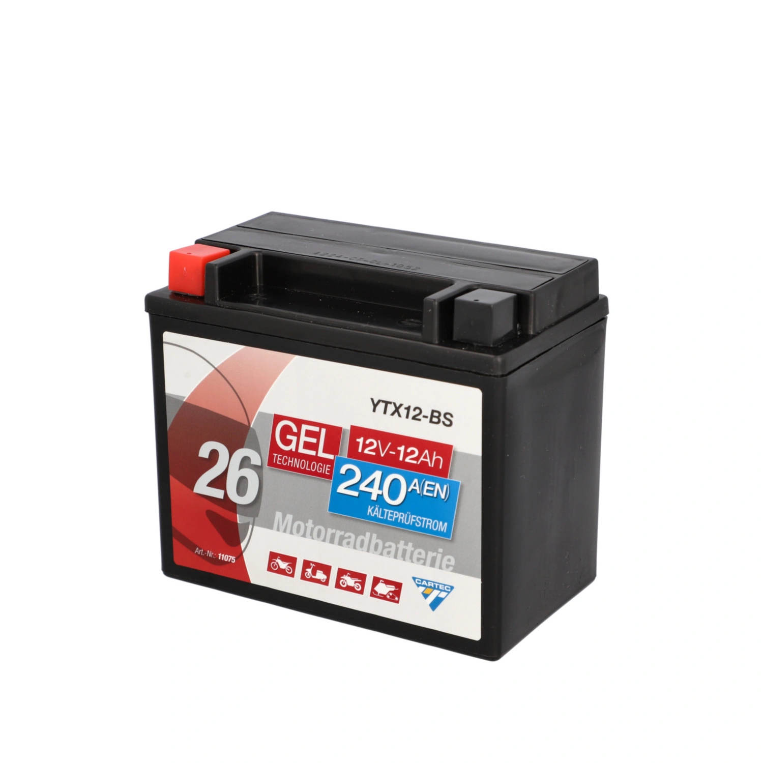 Batterie, GEL, 12V, 12Ah, 240A, LxBxH: 15×8,7×13 cm