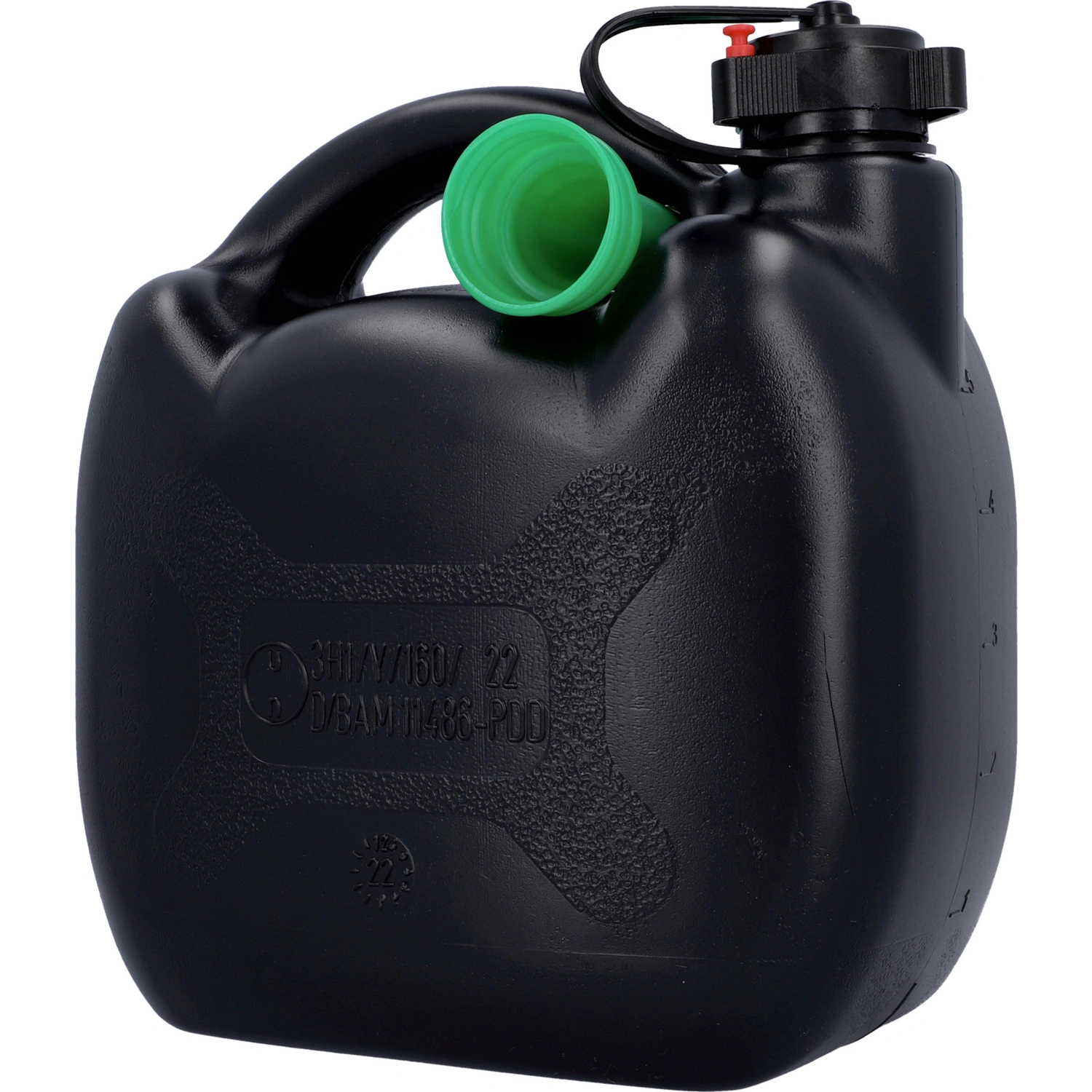 Benzinkanister, 5 Liter, Kunststoff, schwarz