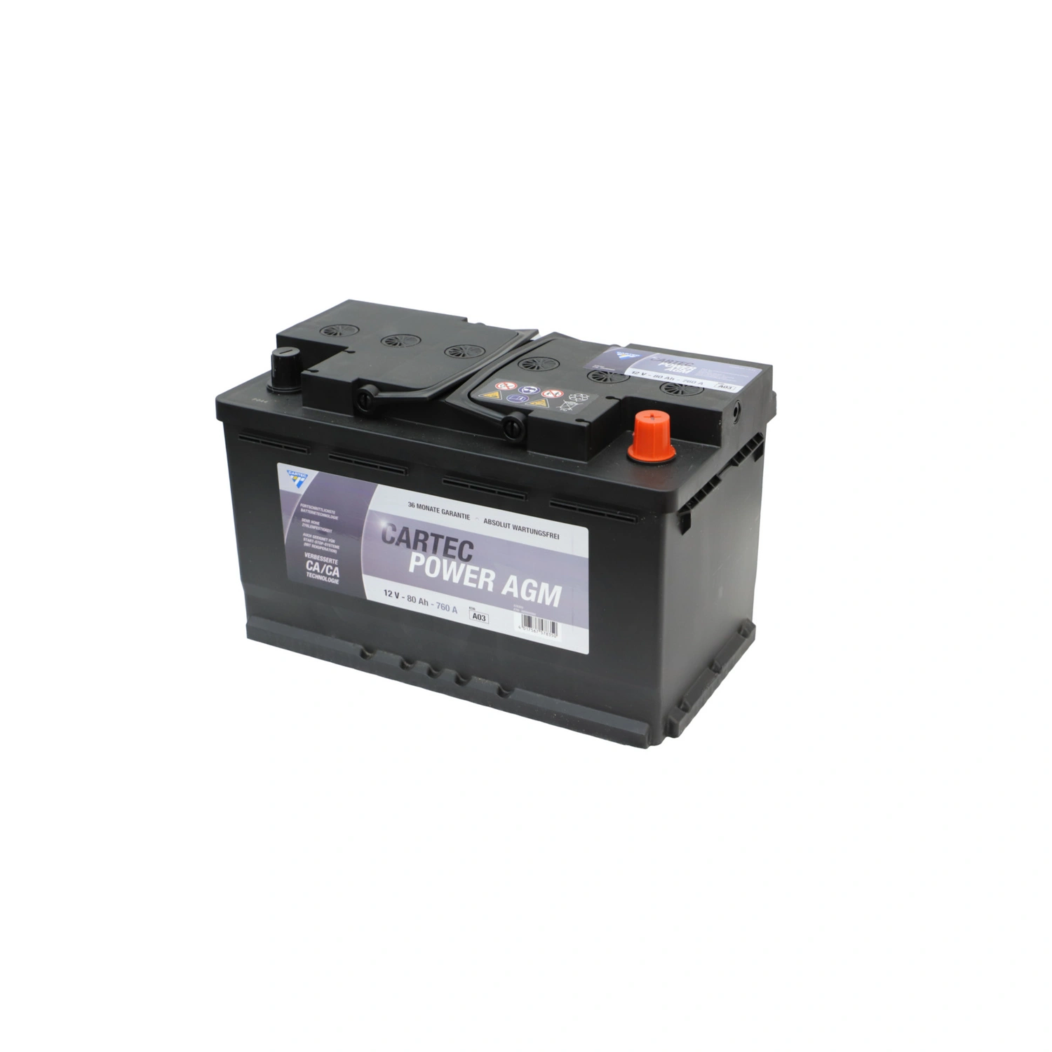 Batterie, Starterbatterie 80 AH/760 A, LxBxH: 31,5×17,5×19 cm, 12 V