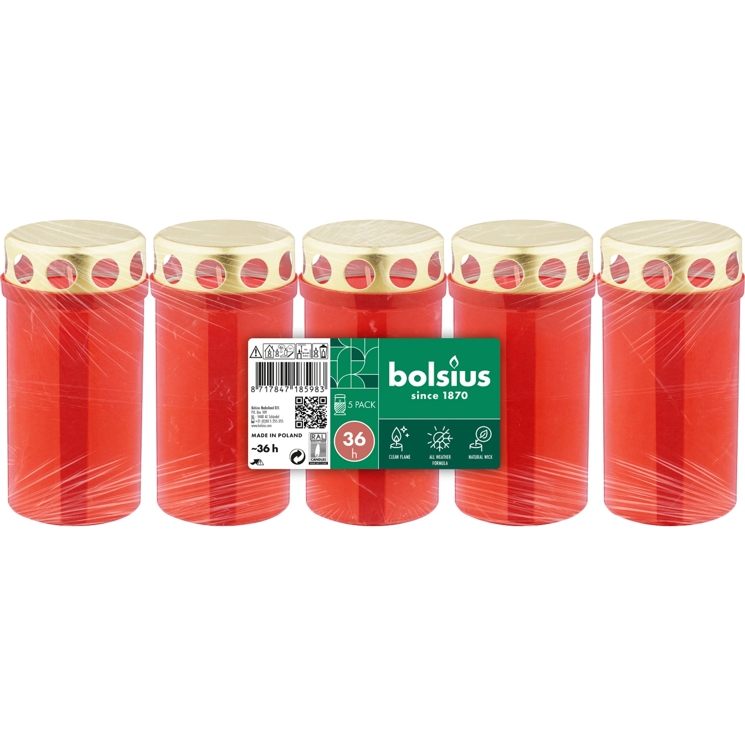 Grablicht »Dauerbrenner Nr. 3 m.Deckel 5er Pk Rot«