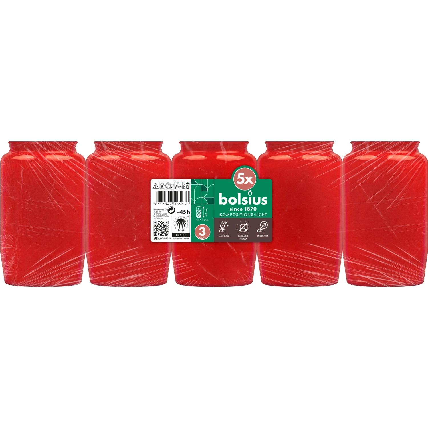 Grablicht »Kompolicht Nr. 3 RSPO 5er Pack Rot«