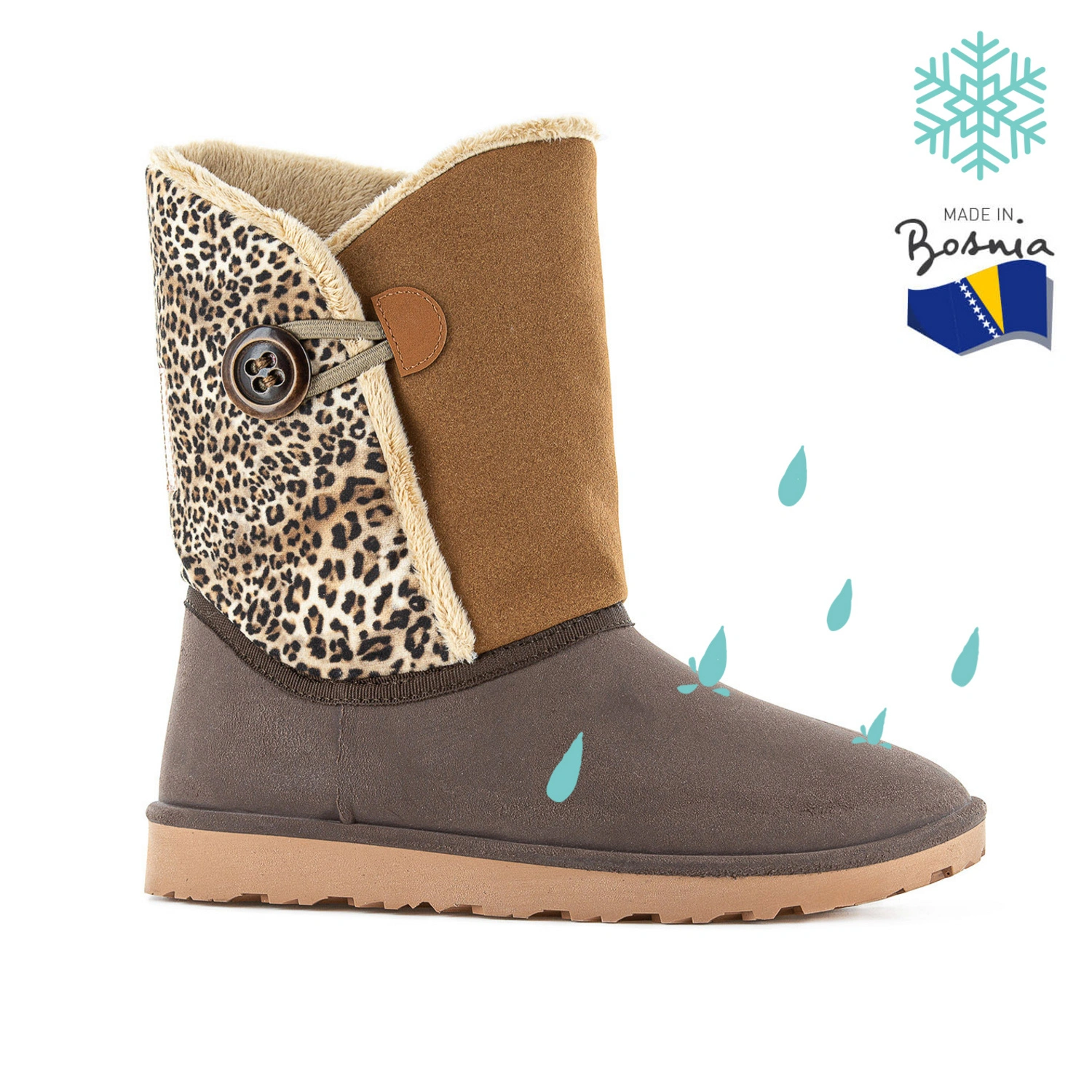 Halbstiefel »Karkwa«, Gr.36/37, braun, leopard-Muster