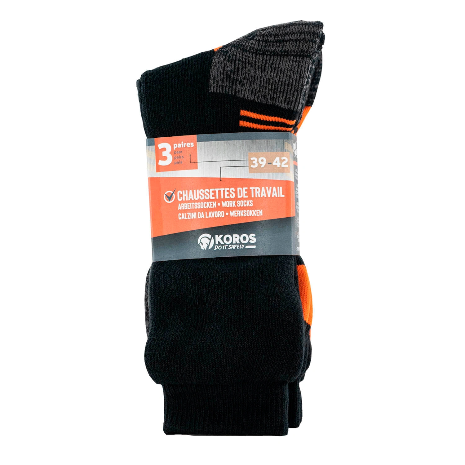 Arbeitssocken »Hardworkers«, 3er Set, Gr.39/42, schwarz-orange