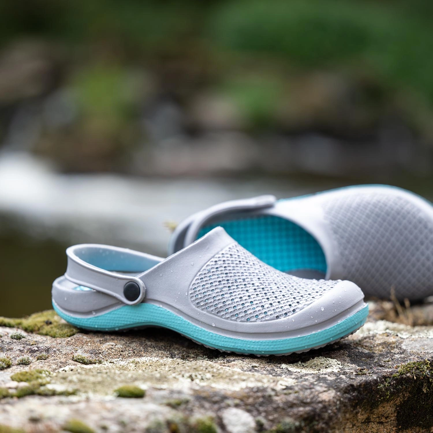 Clogs »Sun«, Gr.37/38, grau, blau