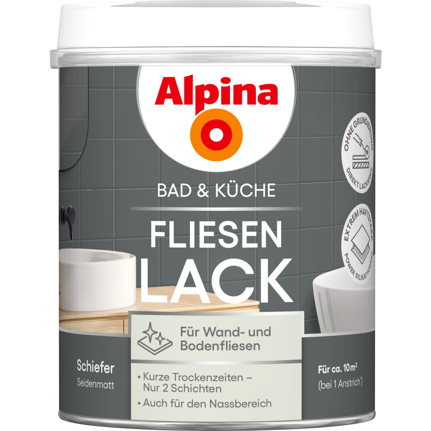 Fliesen-Lack »Bad & Küche«, Schiefer, seidenmatt, 750 ml