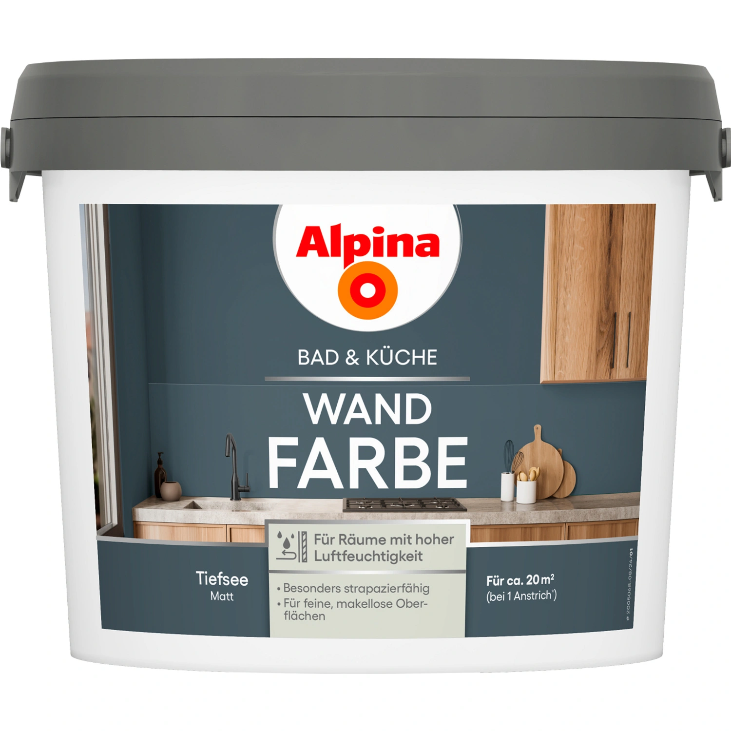 Wandfarbe »Bad & Küche«, Tiefsee, matt, 2,5 L