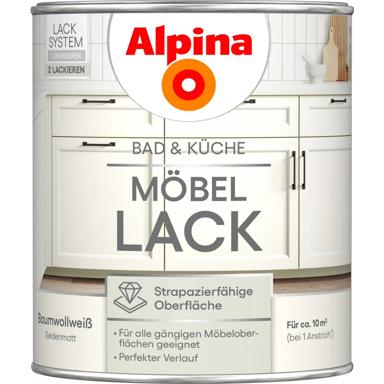 Möbel-Lack »Bad & Küche«, Baumwollweiß, seidenmatt, 750 ml