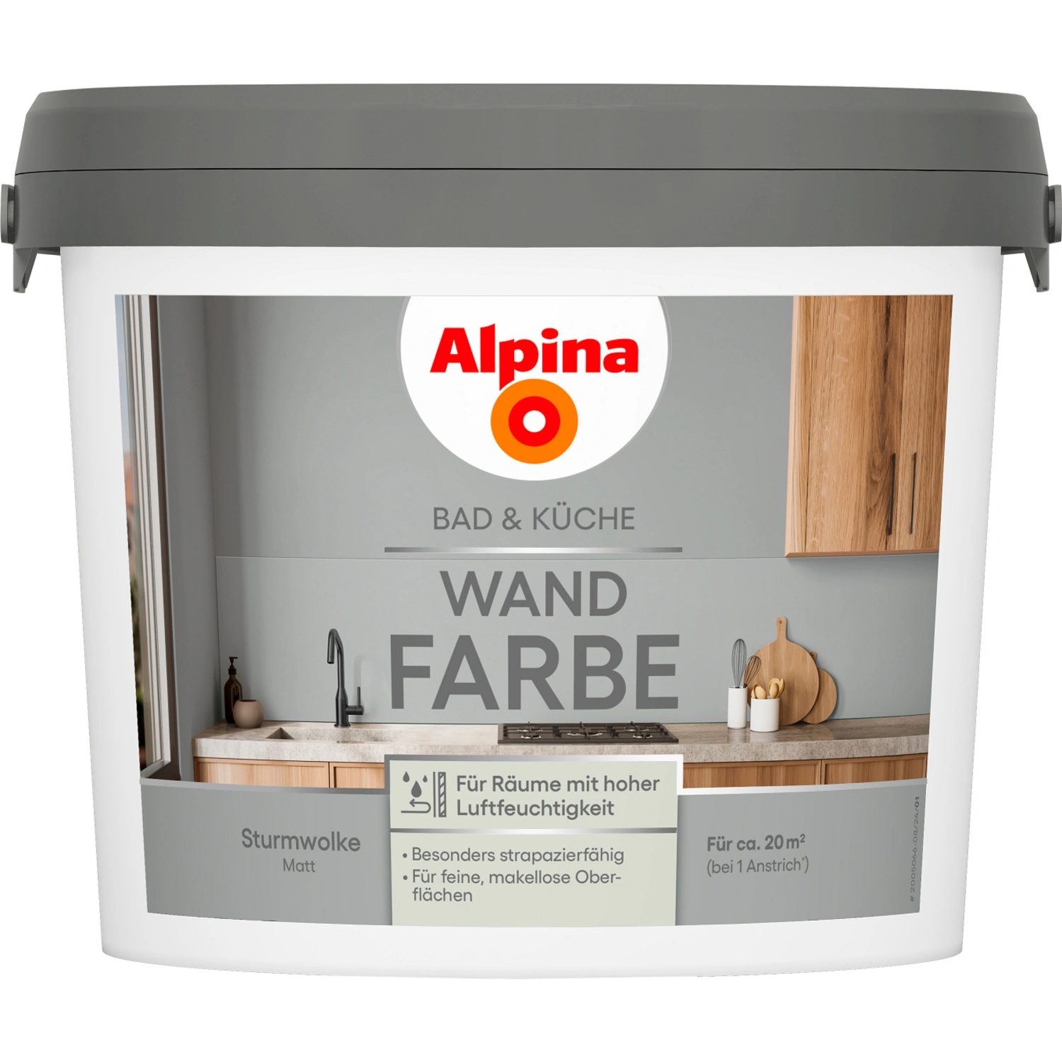 Wandfarbe »Bad & Küche«, Sturmwolke, matt, 2,5 L